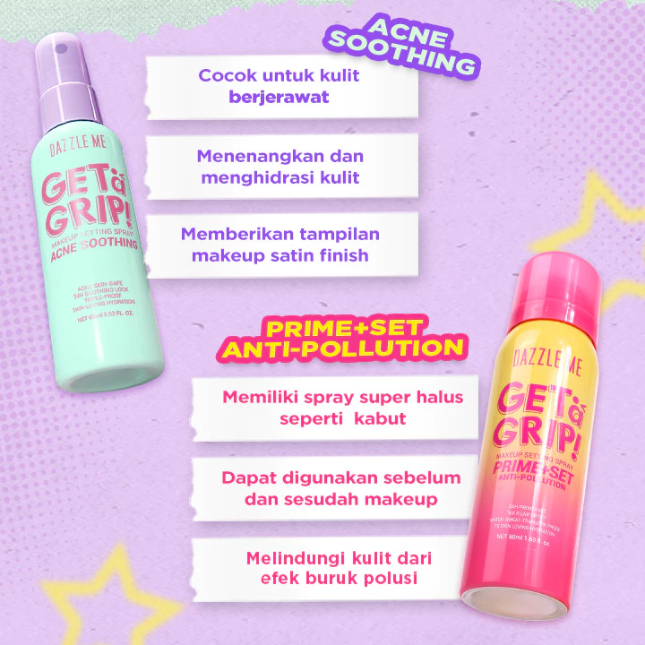 Dazzle Me Makeup Setting Spray Matte Finish Triple-Proof dan Smooth Fix Bundle Set