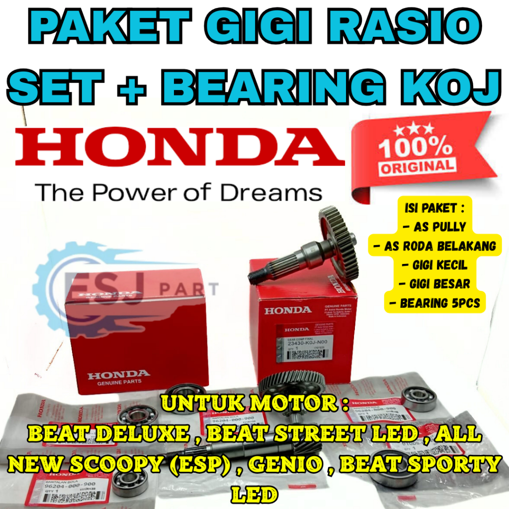 Jual GIGI GEAR RASIO SET KOMPLIT + BEARING 5PCS KODE KOJ HONDA BEAT ALL ...