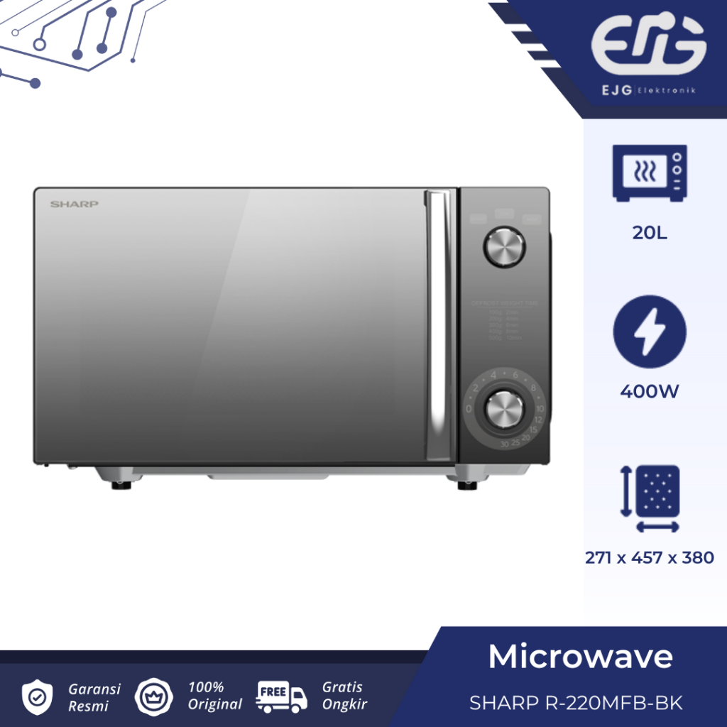 Jual Sharp Microwave Oven Flatbed 20L R 220MFB BK Extra Space 400W ...