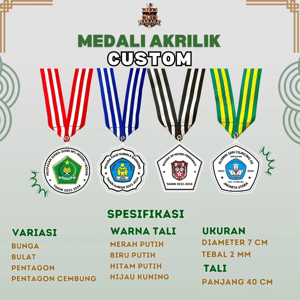 Jual Medali Akrilik Stiker Custom Plus Tali | Olimpiade | Wisuda ...