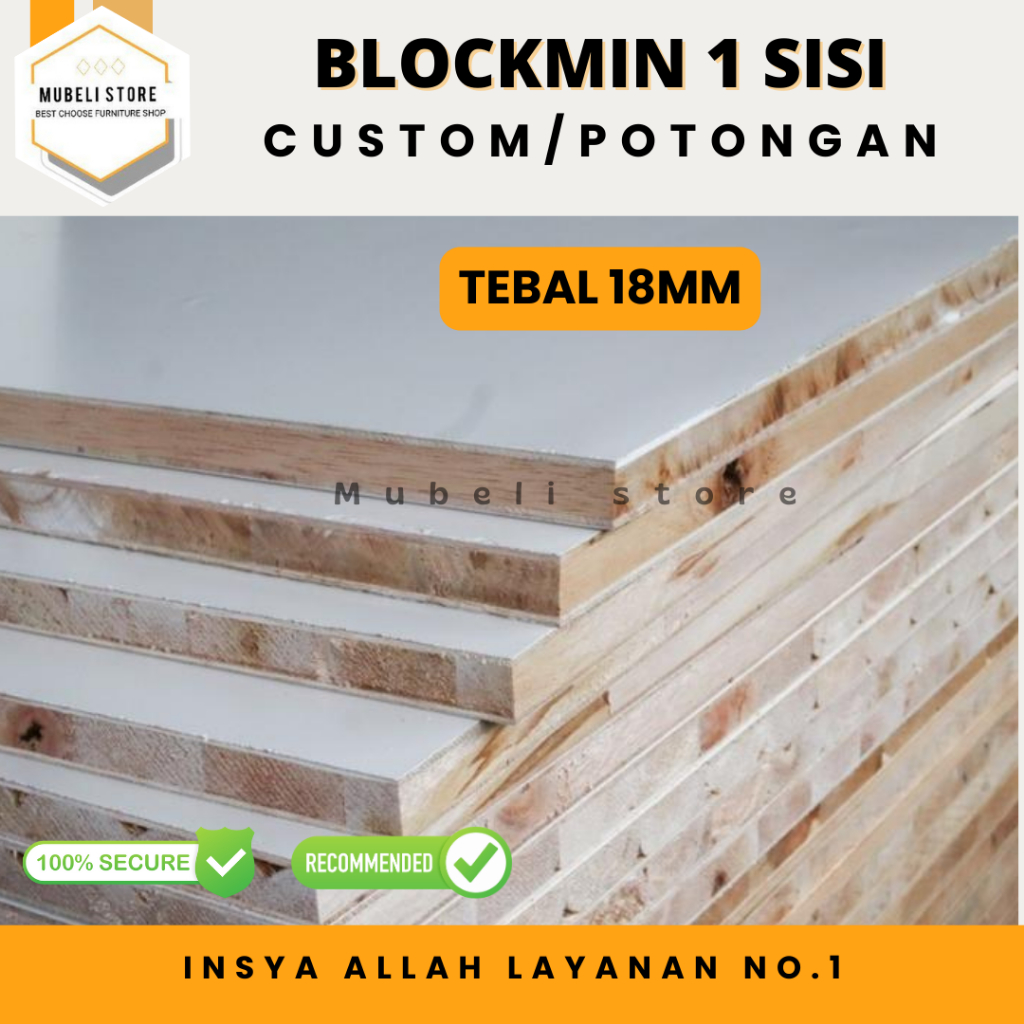 Jual Blockboard Melamin Blockmin 1 Sisi Custom / Pemotongan Tebal 18mm ...