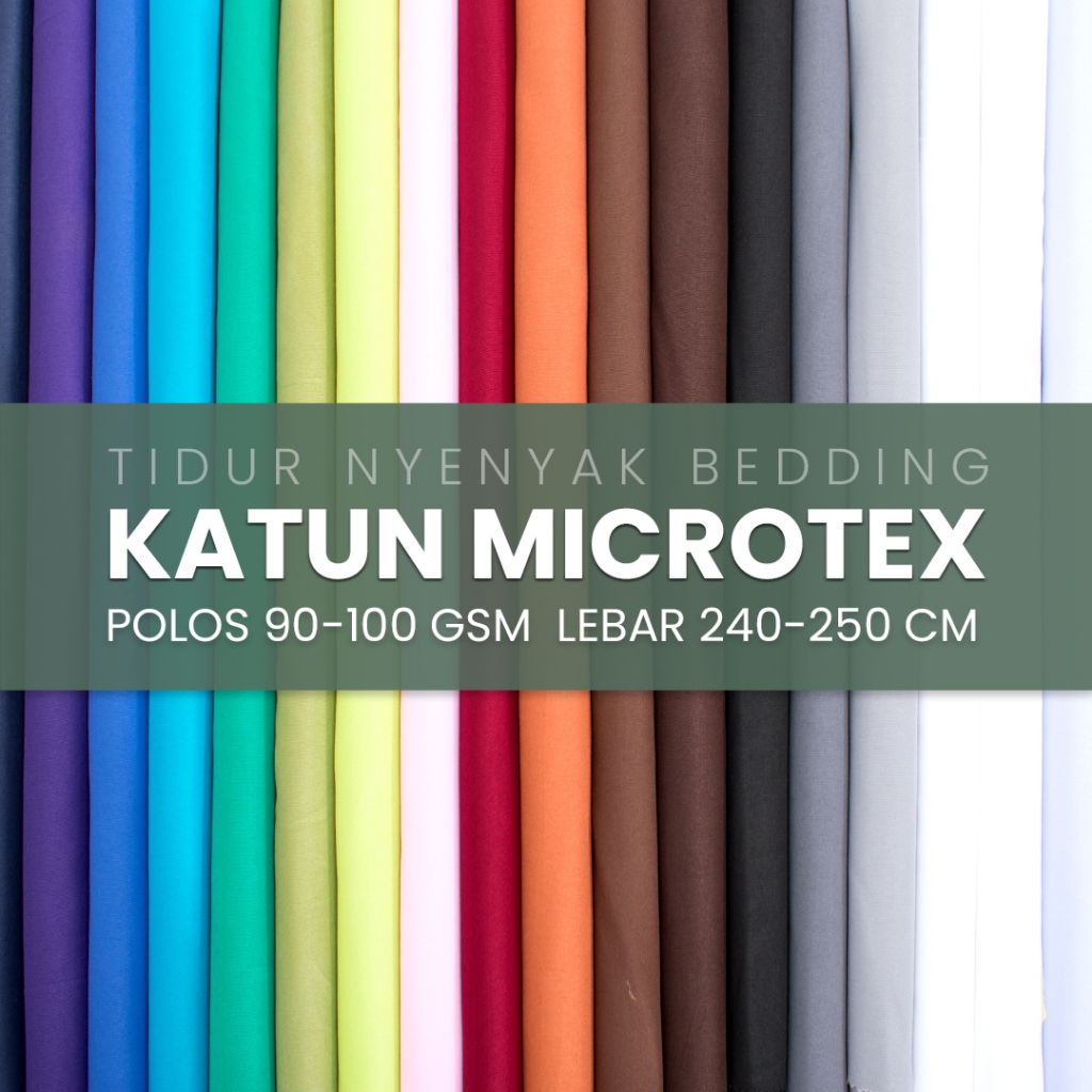 Jual KAIN KATUN MICROTEX POLOS PREMIUM HALUS LEMBUT TEBAL 90-100 GSM ...