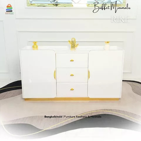 Rike Meja TV Viral Minimalis Modern Rak TV Lemari TV Bufet Minimalis Buffet Oval Credenza Aesthetic
