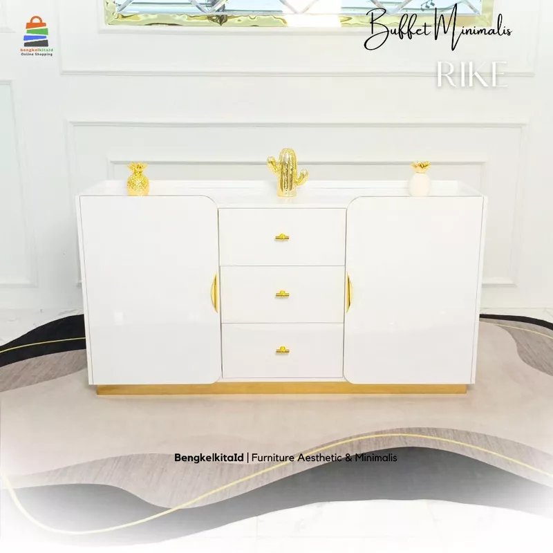 Rike Meja TV Viral Minimalis Modern Rak TV Lemari TV Bufet  Minimalis Buffet Oval Credenza Aesthetic