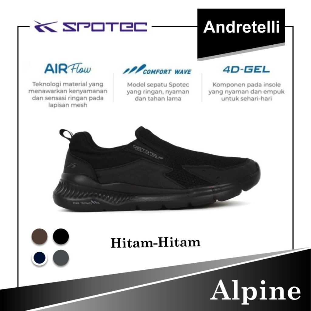 Jual SPOTEC ALPINE Sepatu Walking HITAM / HITAM | Shopee Indonesia