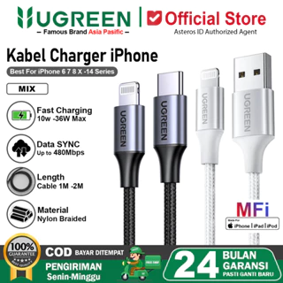 UGREEN Kabel Data iPhone MFi USB Lightning Dan USB Type C To Lightning Fast Charging 10w - 36w