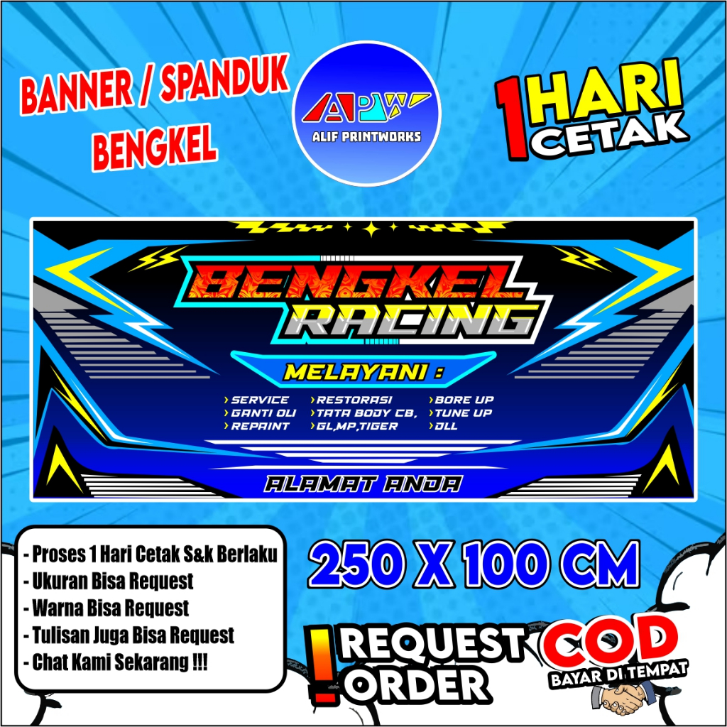 Jual Spanduk Banner Bengkel Racing 250x100 | Shopee Indonesia