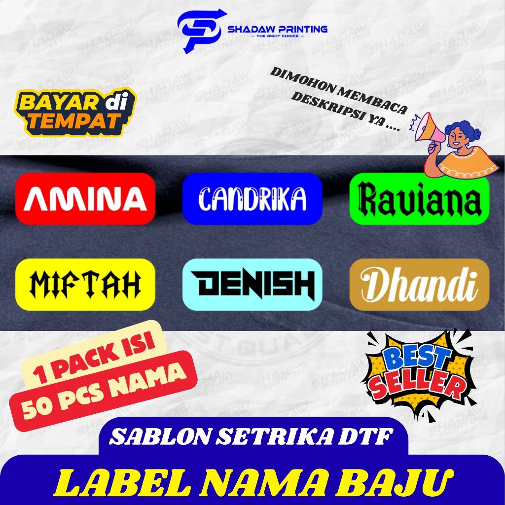 Jual Stiker sablon setrika Kain Sablon Label Nama Ukuran 1,5 CM T X 5-7 ...