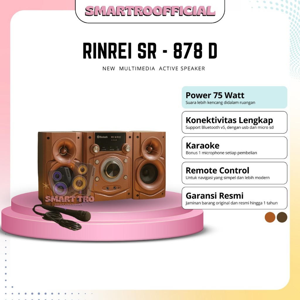 Jual SPEAKER BLUETOOTH KARAOKE MULTIMEDIA RINREI SR-878D BONUS MIC ...