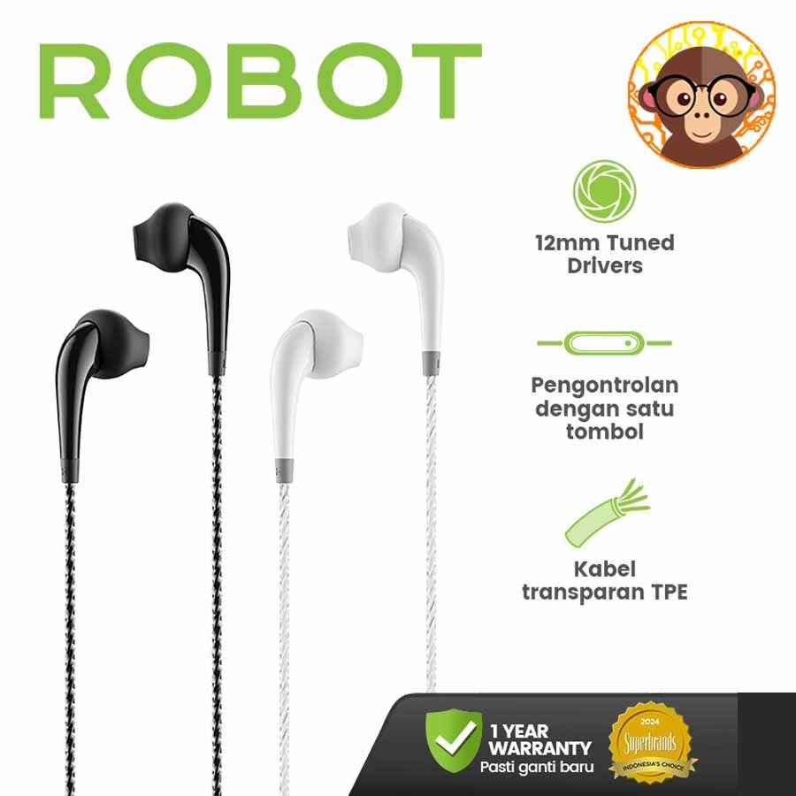 Jual Earphone Headset Robot RE701S Soft In Ear Wire Kabel Original 100% ...