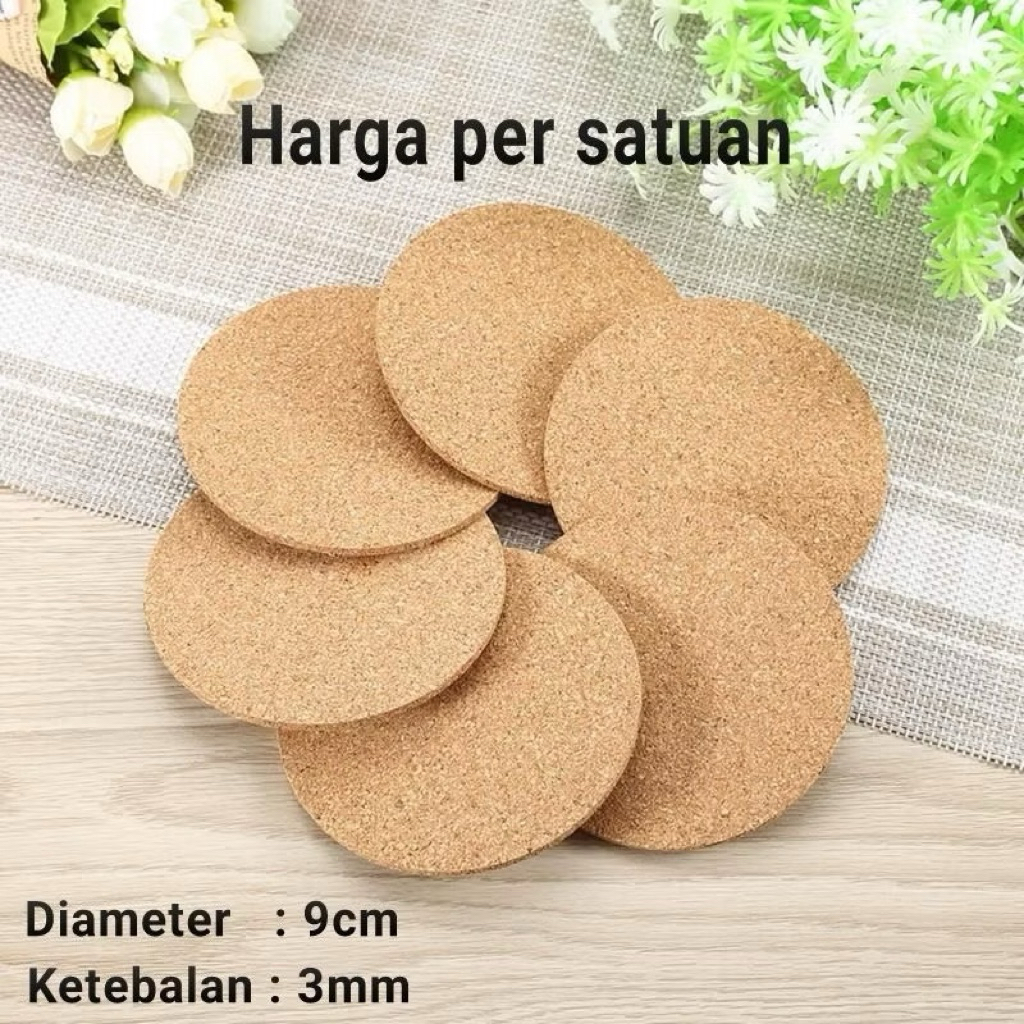 Jual Cork Coaster Diameter 10 Cm Tebal 3mm Tatakan Alas Gelas Gabus ...