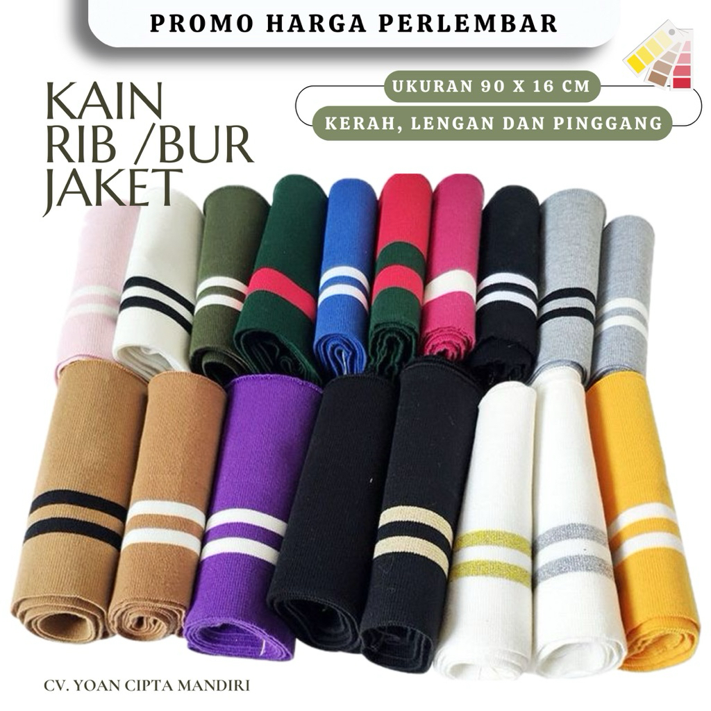 Jual Kain Rib Bur Elastis – Polos / Motif Strip – Lebar 90cm – Untuk ...