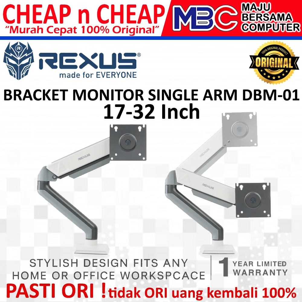 Jual Bracket Monitor Rexus 17-32 Inch DBM01 - Monitor Arm Bracket Stand ...