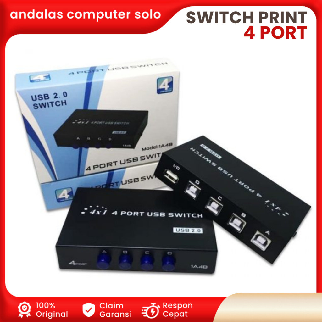 Jual SWITCH PRINT USB MANUAL 4 PORT SWITCH MANUAL PRINTER 4 PORT USB 2. ...