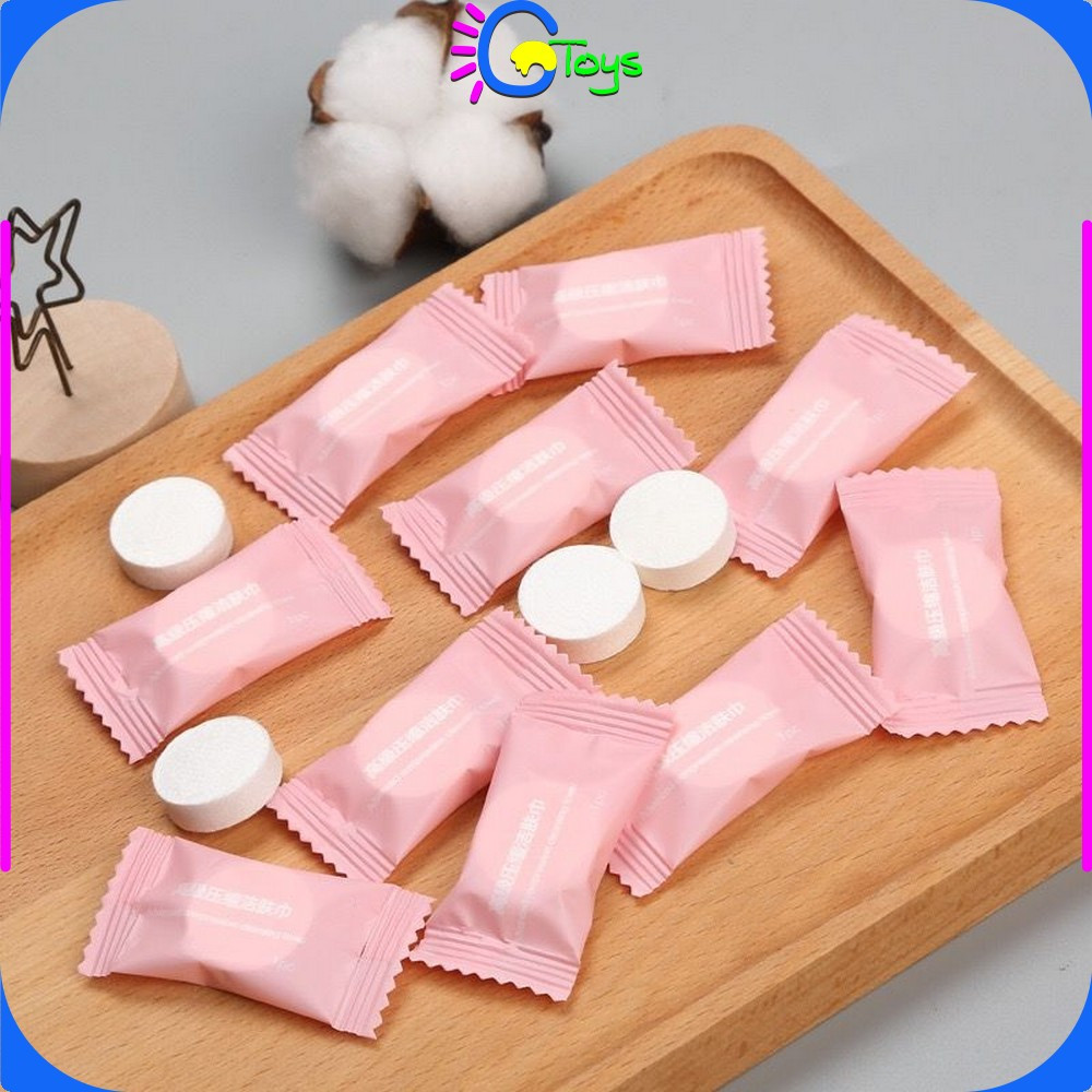 EC Eceran CR-K142 Tissue Bulat Mini Travel Sekali Pakai / Masker Wajah Kompres Towel Portable Tisu Bentuk Permen / Travelling Compressed Paper Mask Sheet Import