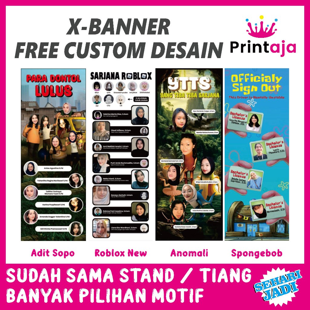 Jual (FREE DESAIN) XBANNER + TIANG | WISUDA | WEDDING | UMKM | BIRTHDAY ...