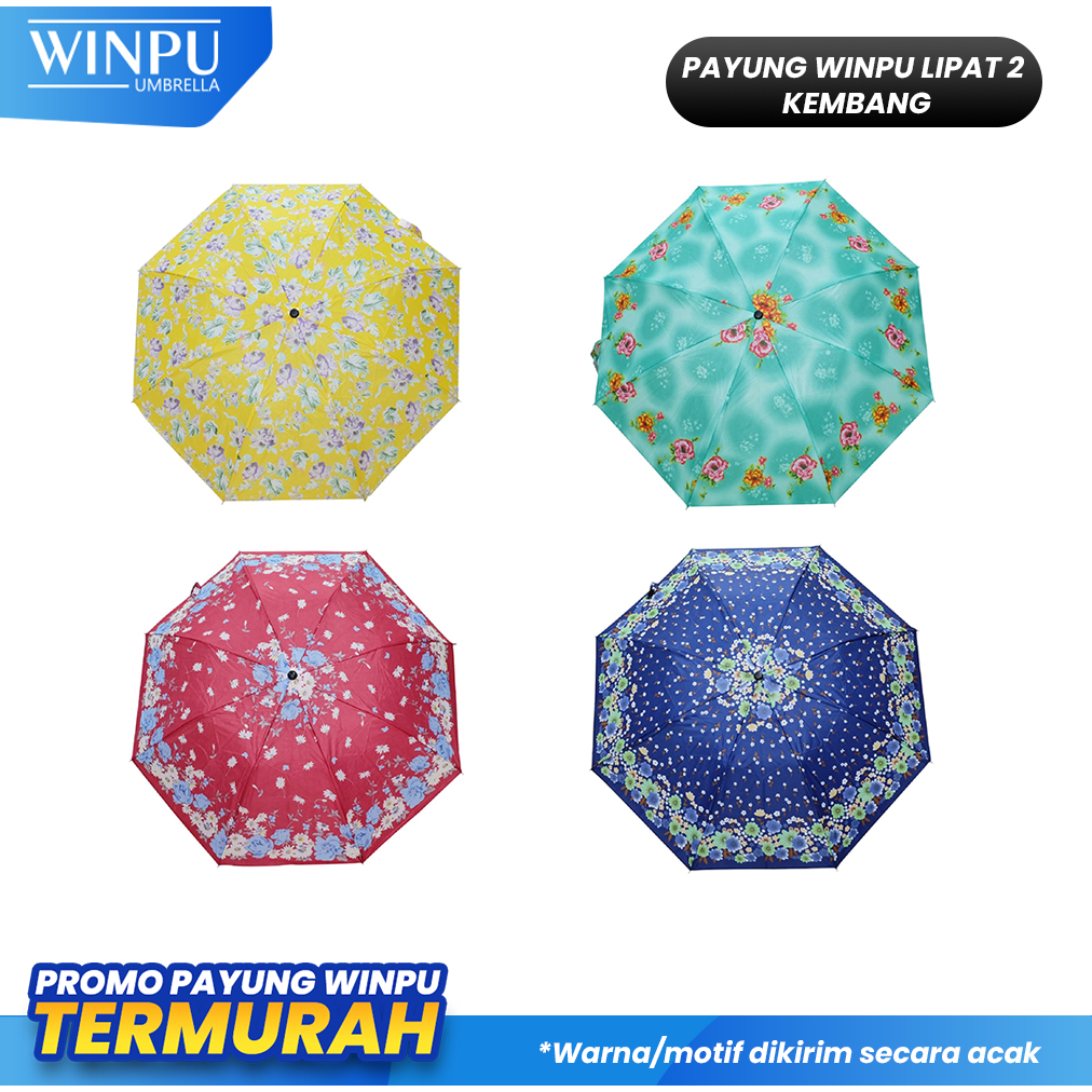 Jual WINPU Payung Lipat 2 murah motif warna warni tebal bagus obral ...