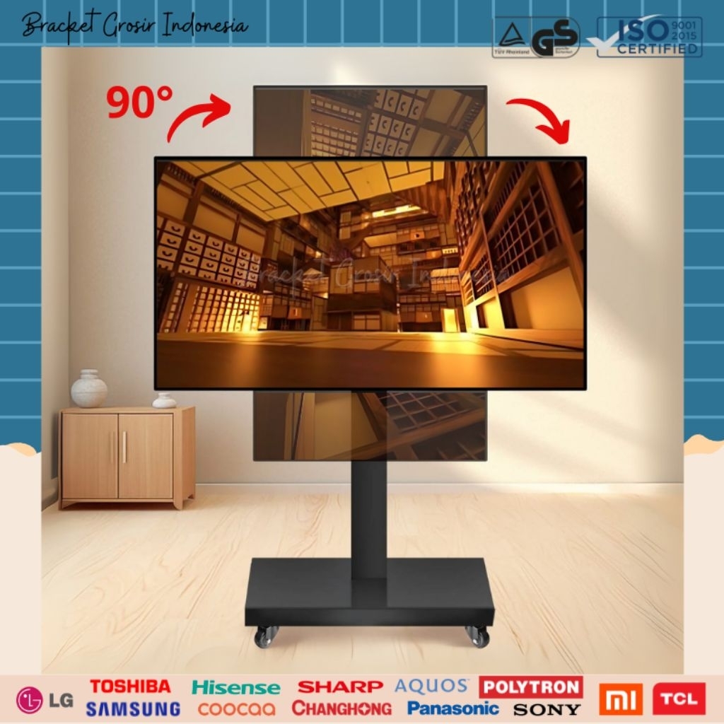 Jual LED TV Bracket standing roda rotate 90 ° Stand floor TV rotasi 32 ...