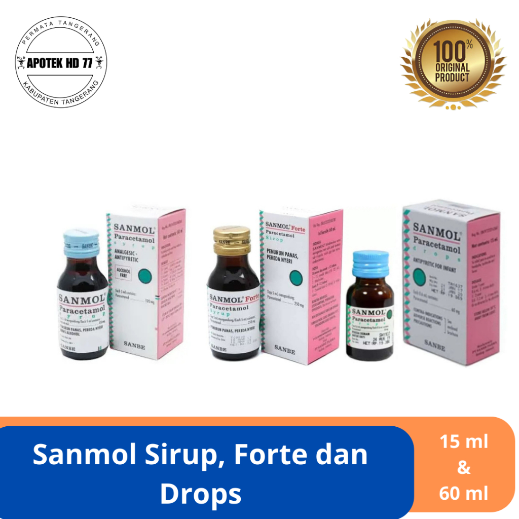 Jual SANMOL PARACETAMOL DROPS, SYRUP DAN FORTE | PEREDA NYERI DAN DEMAM ...