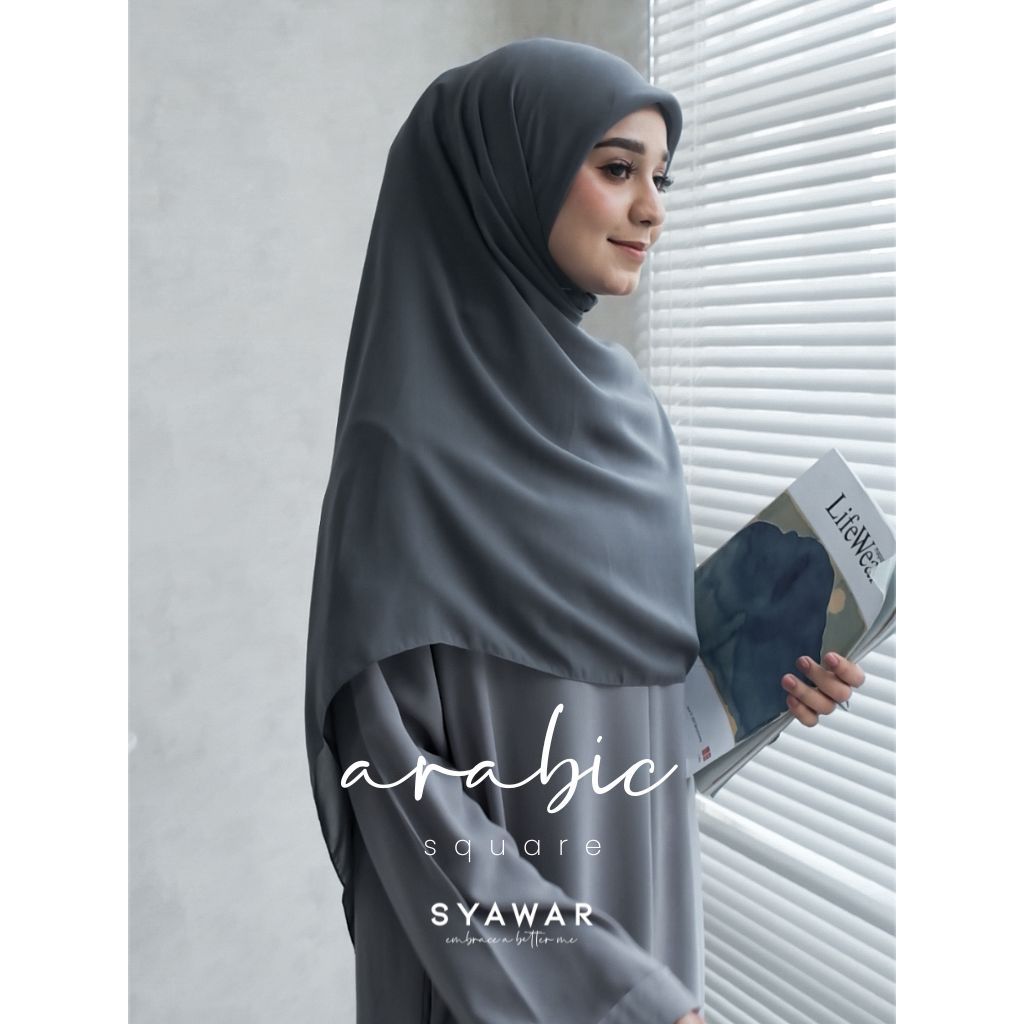 SYAWAR Arabic Chiffon Silk Syari 145x145 Hijab Segiempat Syar'I Sifon Ultrafine