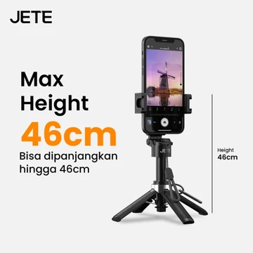 Tripod Bluetooth JETE H19 Portable Mini Tongsis Selfie Stick 360 Rotation With Postel Wireless