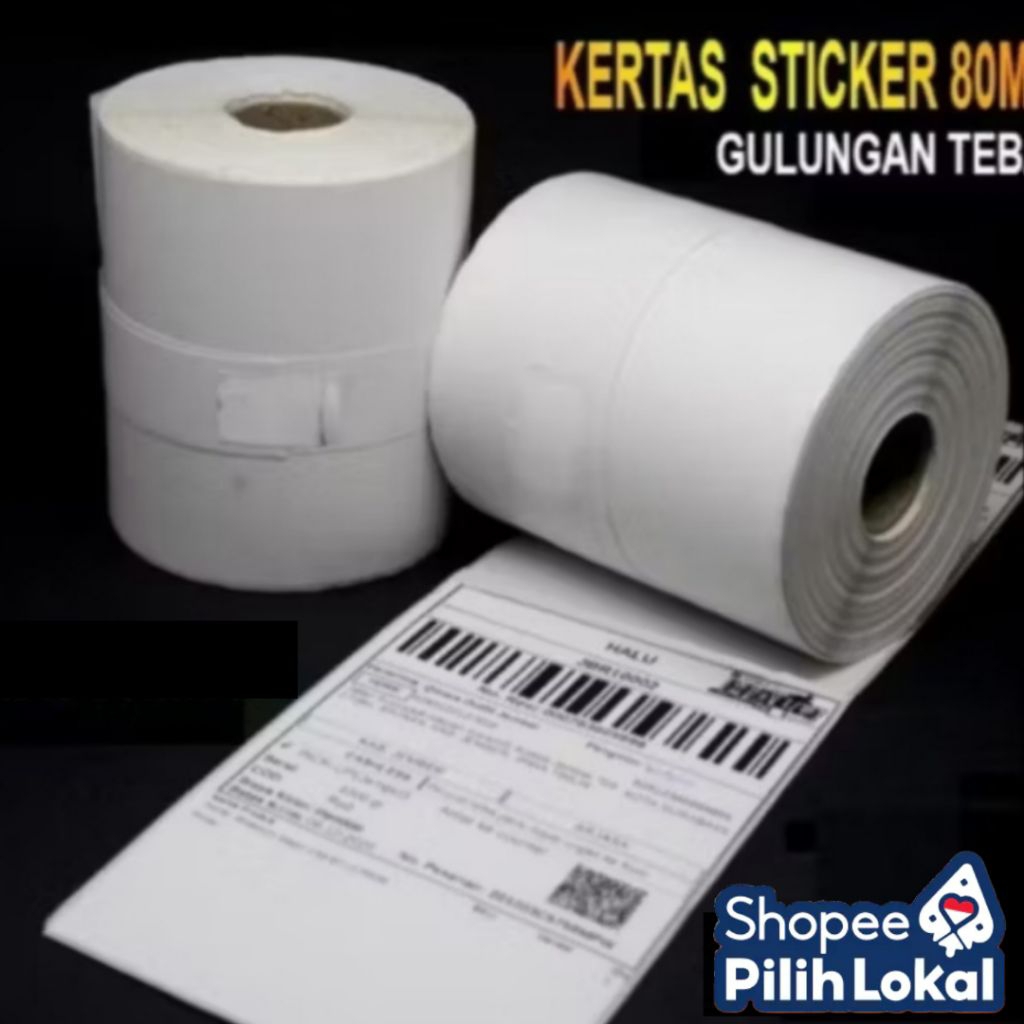 Jual Kertas Sticker Label Printer Thermal 80 MM Continue Paper isi 10 ...