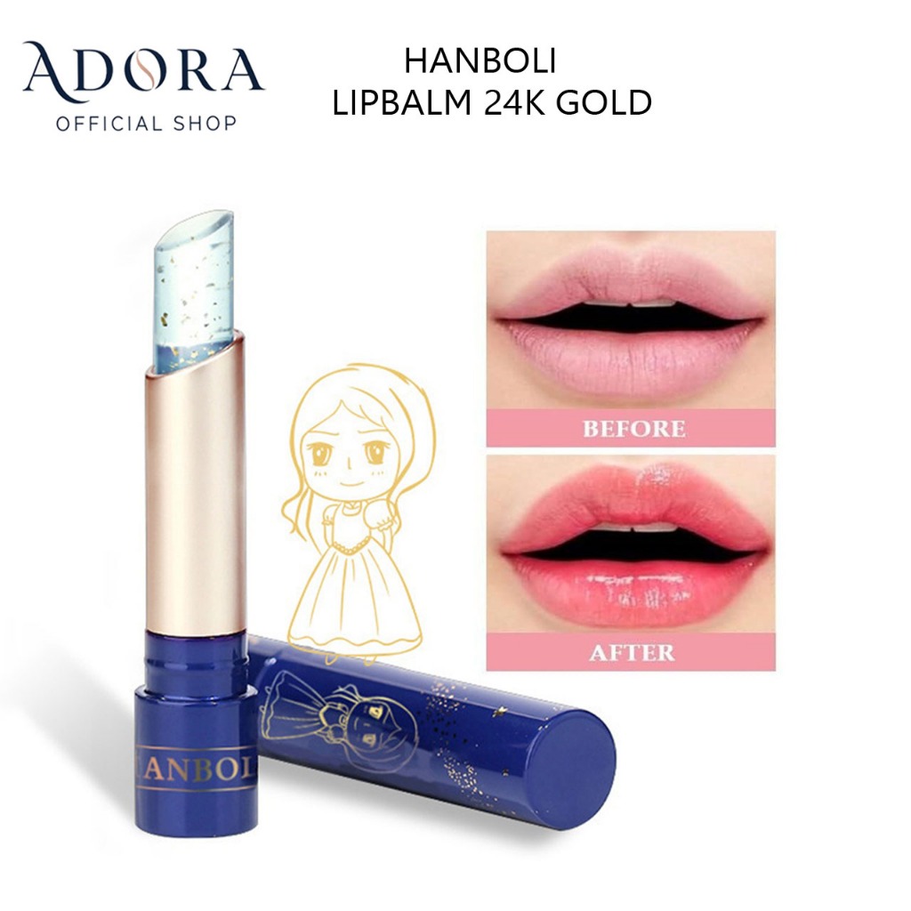 Jual HANBOLI Lip Balm 24K Gold Princess Rose Oil Berubah Warna Pelembab ...