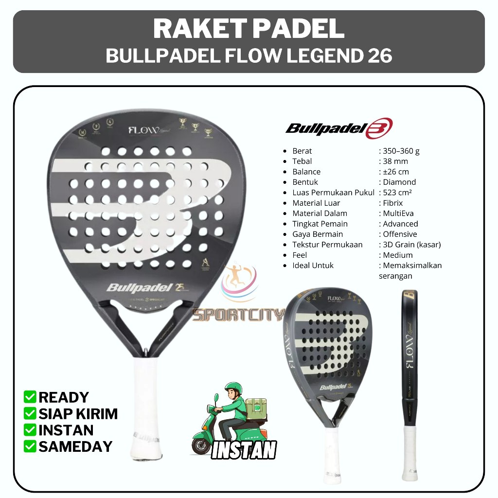 Jual BULLPADEL FLOW LEGEND 26 Racket Bull Padel Raket Original | Shopee ...