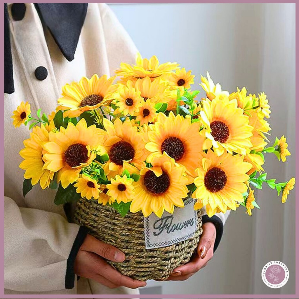 Jual Bunga Matahari Sun Flowers Artificial Cabang 5 Bunga Hias Rumah ...