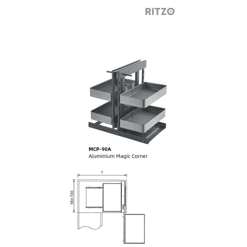Jual RITZO Magic Corner (MCP-90A) - Rak Sudut Aluminium | Shopee Indonesia