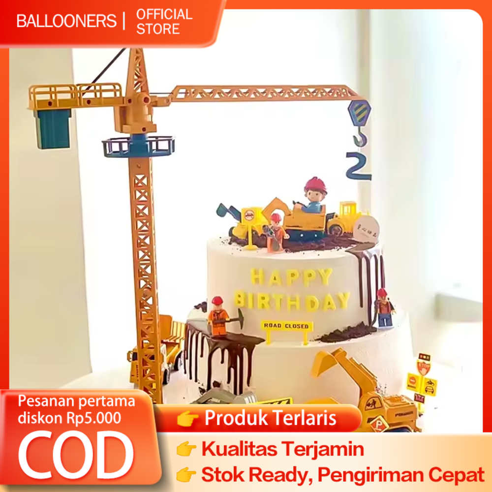 Jual Excavator Buldoser Bentuk Konstruksi Mainan Dekorasi Kue Topper ...