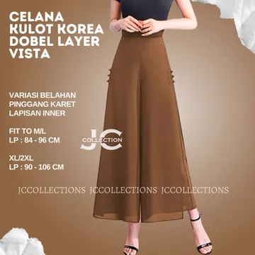 Celana Kulot Korea Style Wanita Dobel Layer Pita Celana Panjang Wanita Sifon Korean Style Vista