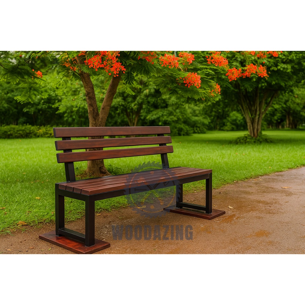 Jual Long Bench Bangku Panjang Dengan Sandaran Bahan Besi Dan Kayu ...