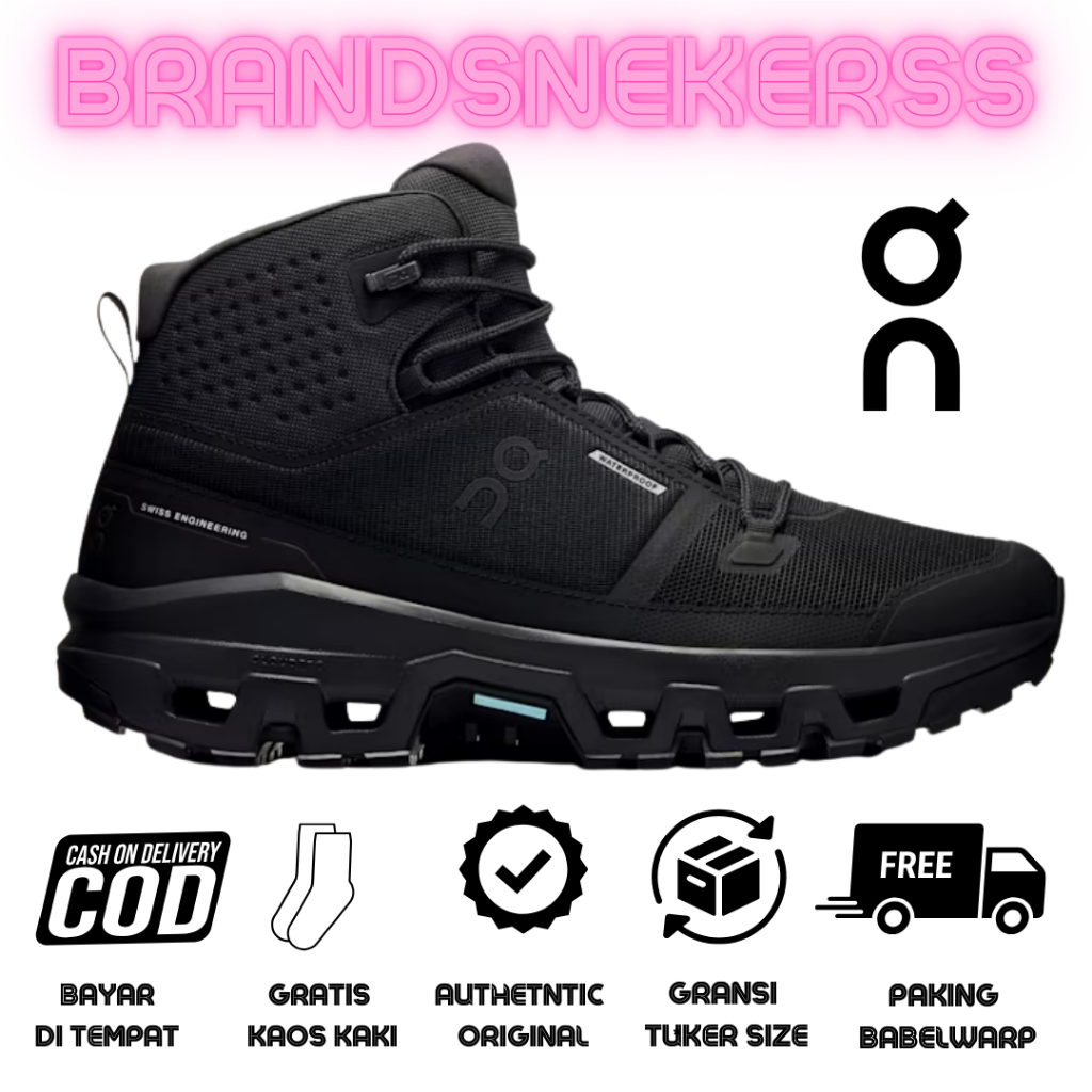 Jual Sepatu Hiking Trailrun On Cloudrock Mid Waterproof Black Black ...