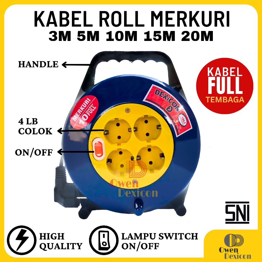Jual Kabel Roll 3/5/10/15/20 Meter Box Kabel SNI DEXICON Kabel Gulungan ...