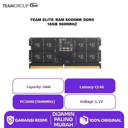 Jual TEAM ELITE RAM SODIMM DDR5 16GB 5600MHZ | Shopee Indonesia