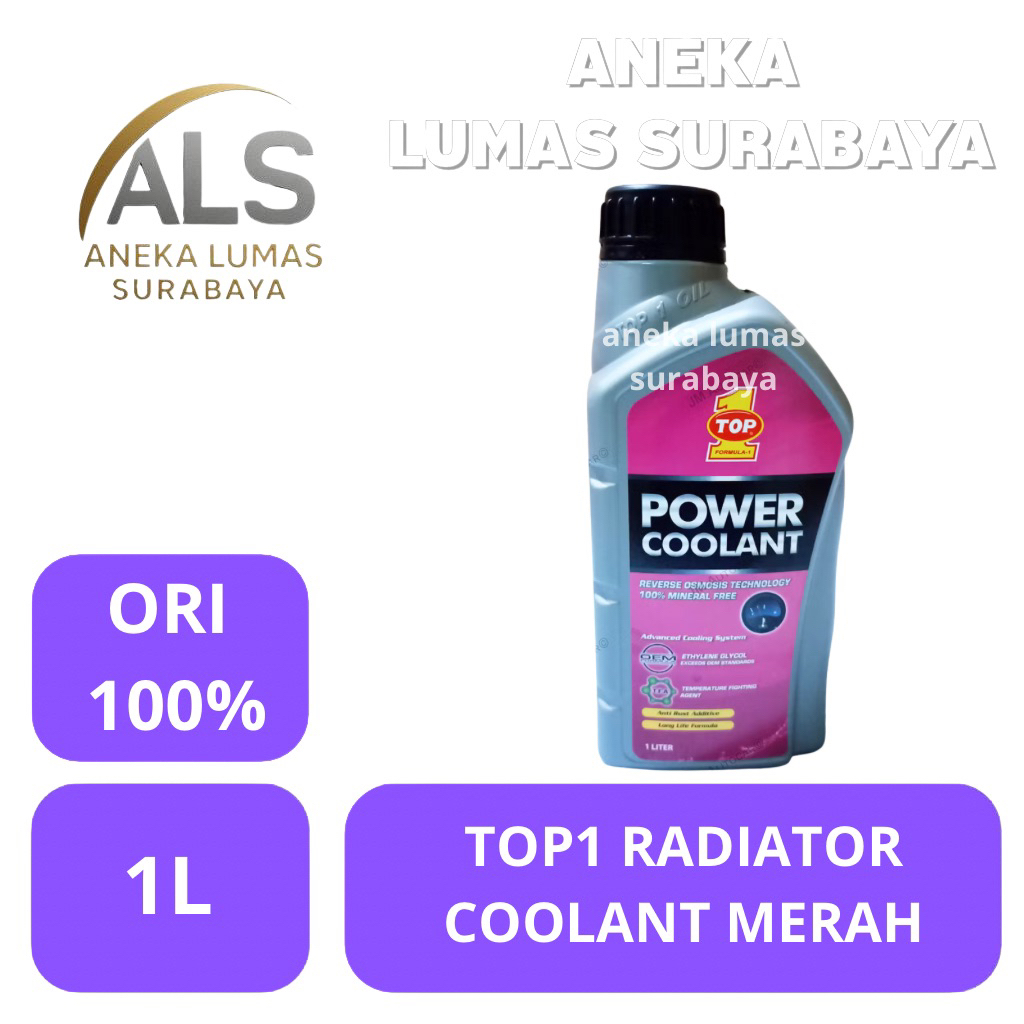 Jual TOP-1 POWER COOLANT MERAH 1 Liter / AIR RADIATOR COOLANT TOP1 ...