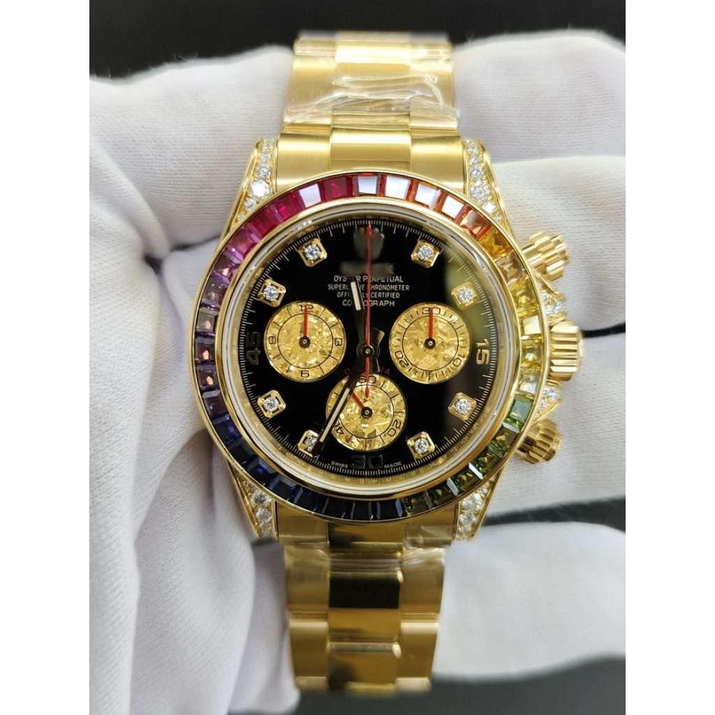 Jual JAM TANGAN PRIA IRLX DAYTONA 18K REAL YELLOWGOLD 40MM BLACK DIAL ...
