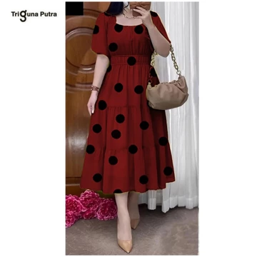 Lavender Dress Korean Vintage Dress Gaun Wanita Motif Bunga Bergaya Korea Import