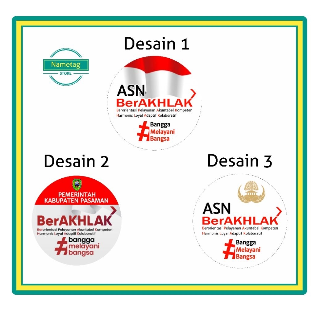 Jual PIN ASN BerAKHLAK AKRILIK 2MM BULAT 3.5CM LAPIS RESIN BENING ...
