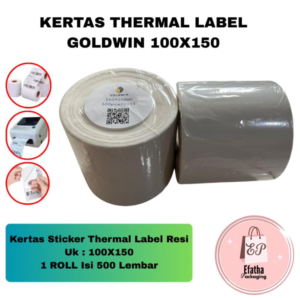 Jual Kertas Sticker Thermal Resi Label GOLDWIN 100x150mm ROLL / LIPAT ...
