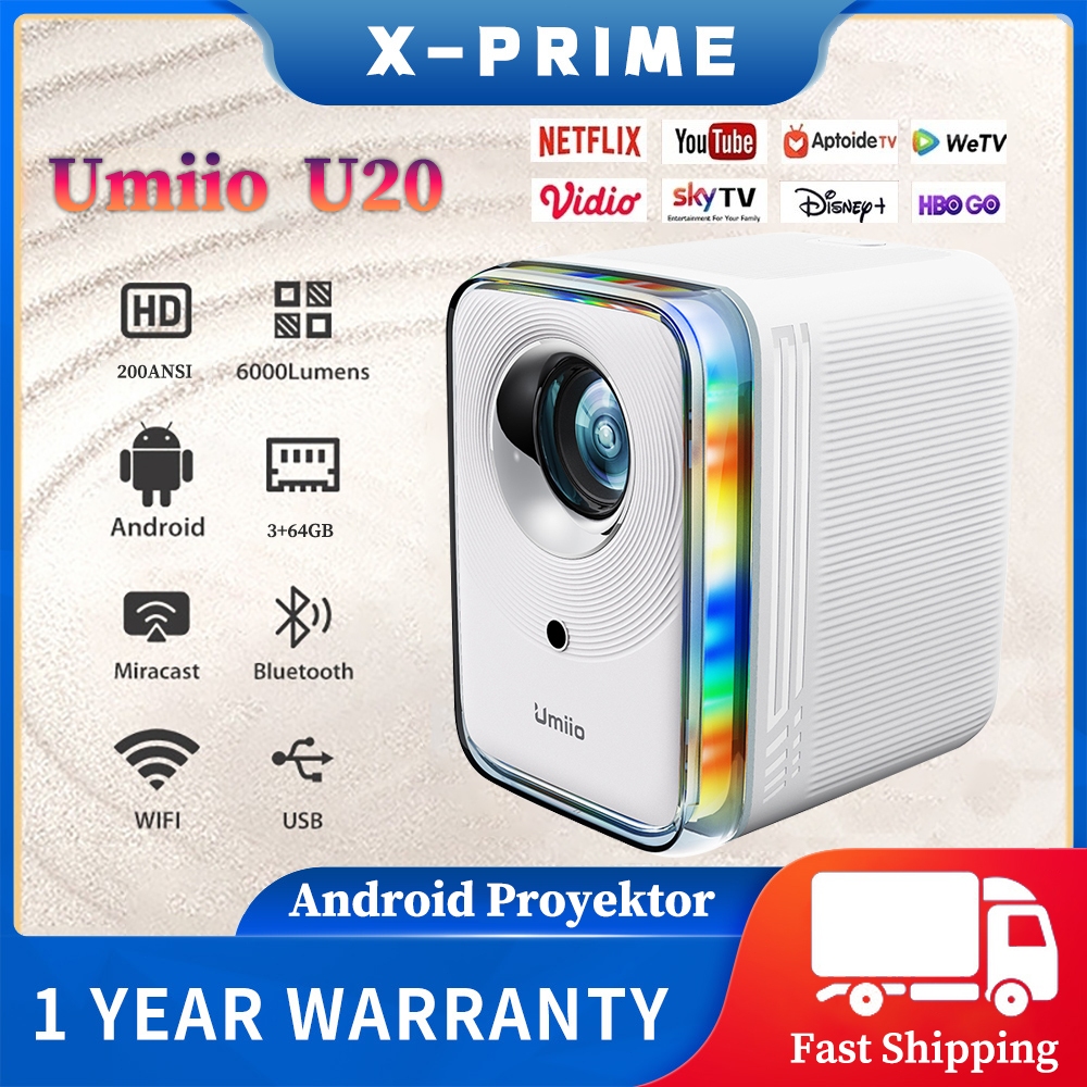 Jual [Ready Stock] 2025 Umiio U20 Proyektor Android TV 1080P HDMI ...