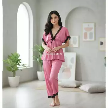 Trijaya. Set Baju Tidur Casandra Celana Pendek Set Piyama Baju Tidur Wanita Celana Panjang