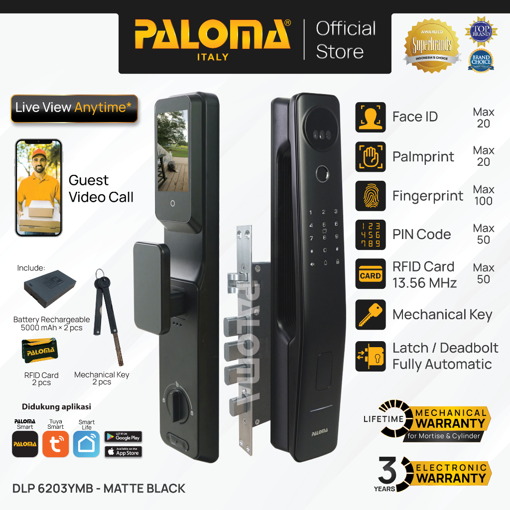 Jual PALOMA DLP 6203 Smart Lock Kunci Pintu Digital Lock Smart Door ...