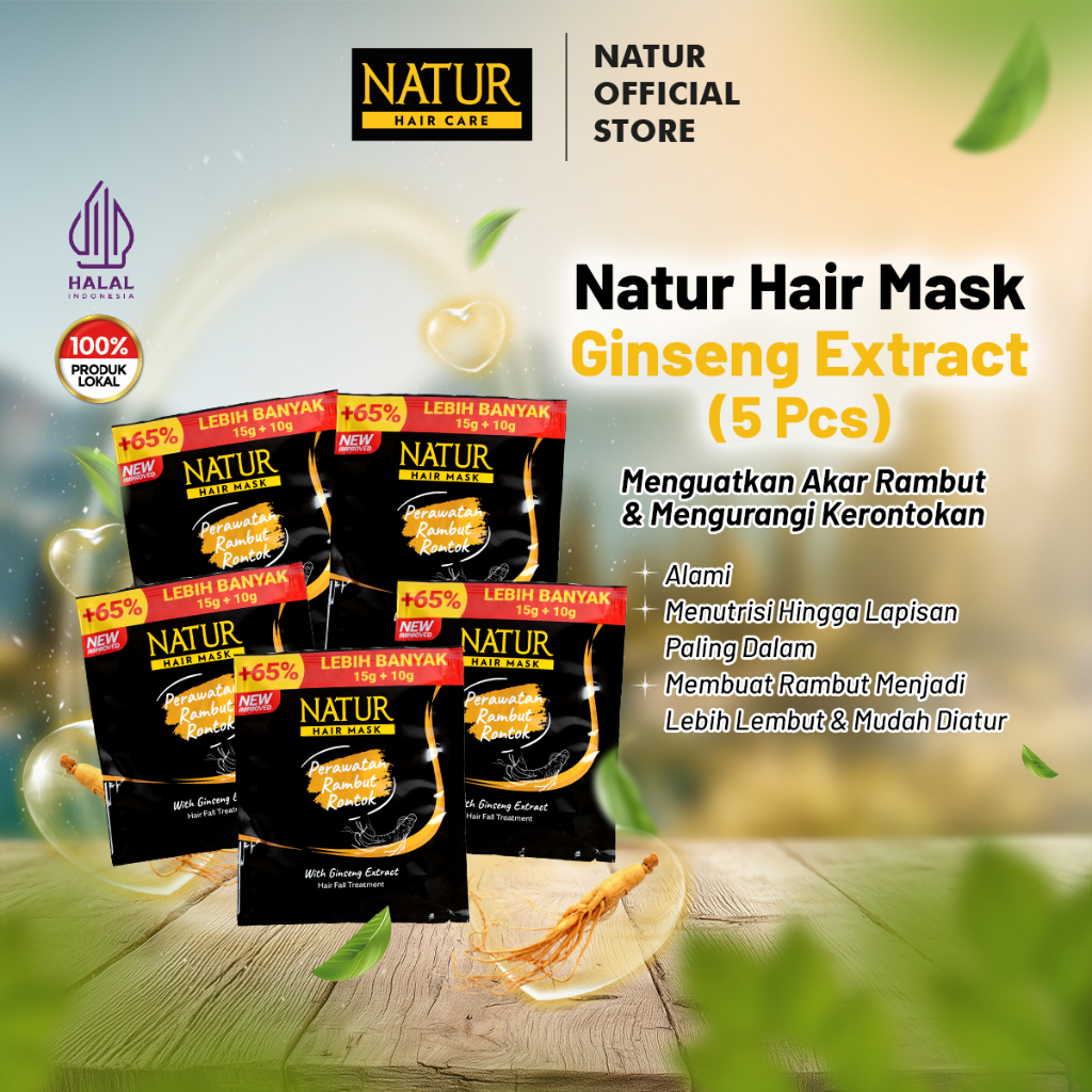 Jual Natur Hair Mask Ginseng 5 (Lima) Pcs - Paket Masker Merawat ...