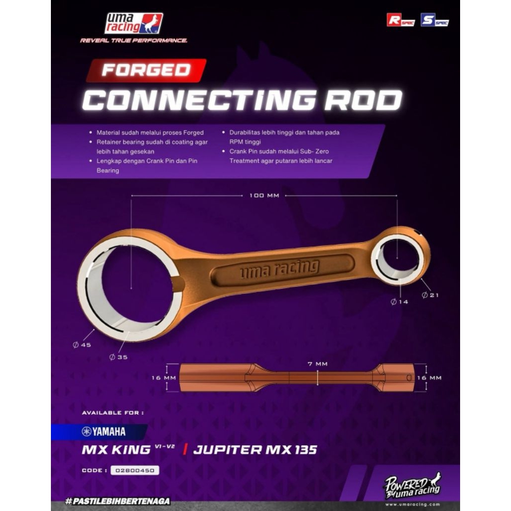 Jual STANG SEHER UMA RACING FORGED MXKING MX135 VIXION NVL R15 XABRE ...