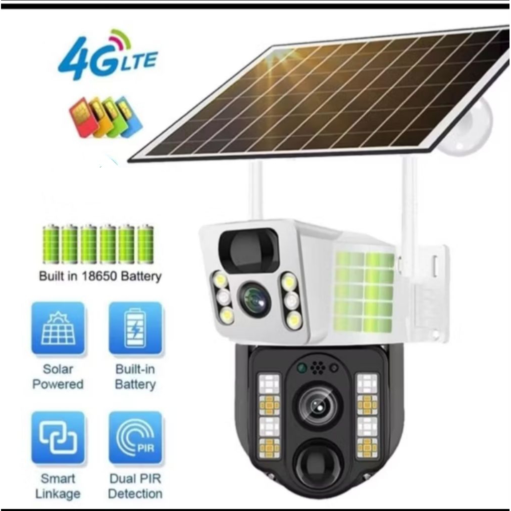 Jual IP Cam Dual Lensa Outdoor Solar Panel 4G GSM Simcard | Shopee ...