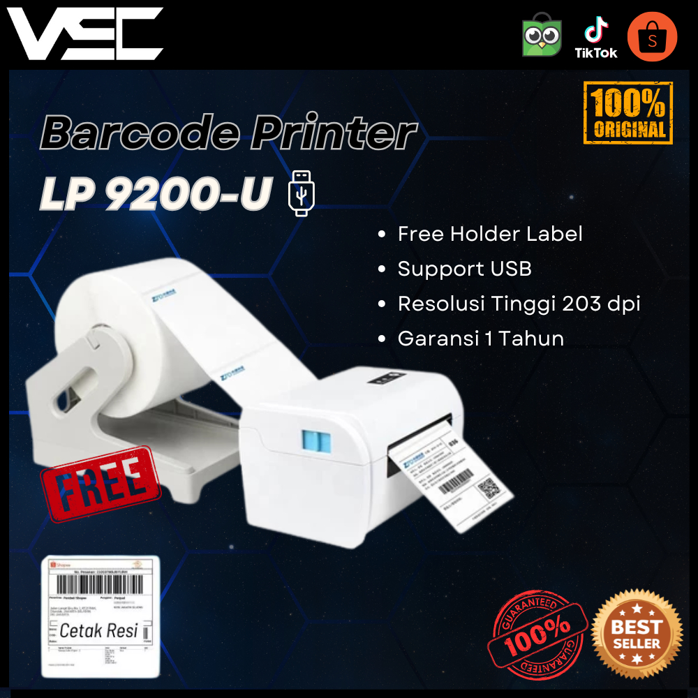 Jual PRINTER BARCODE THERMAL / LABEL PRINTER VSC LP-9200U - USB ...