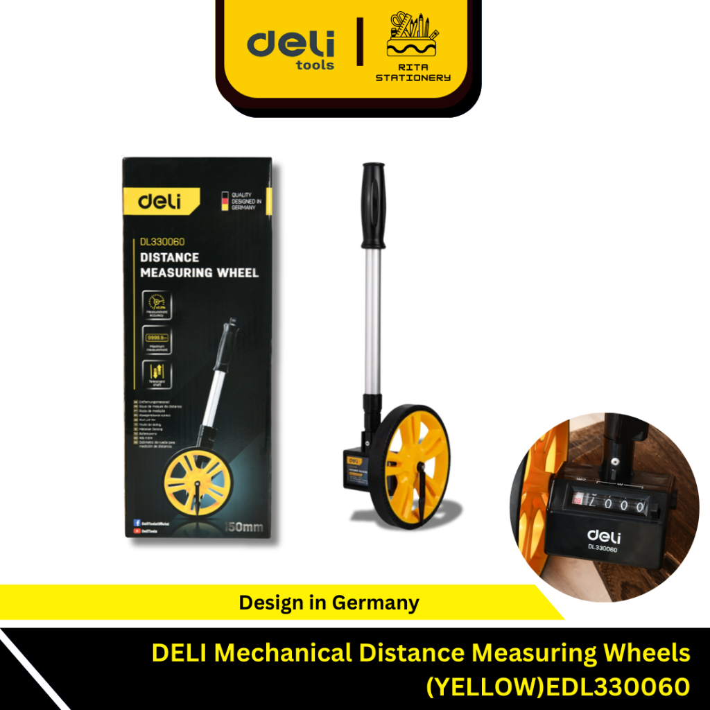 Jual Deli Measuring Wheel / Meteran Dorong Jalan 1 Roda Akurat ...
