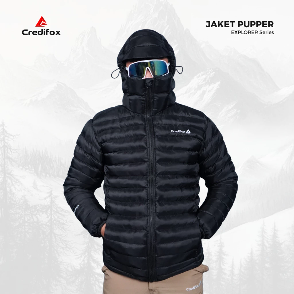 CREDIFOX Jaket Gunung Gorpcore pupper seri EXPLORER Zipper YKK - Jacket Gelembung Bahan Cire - Jaket Outdoor Puffer